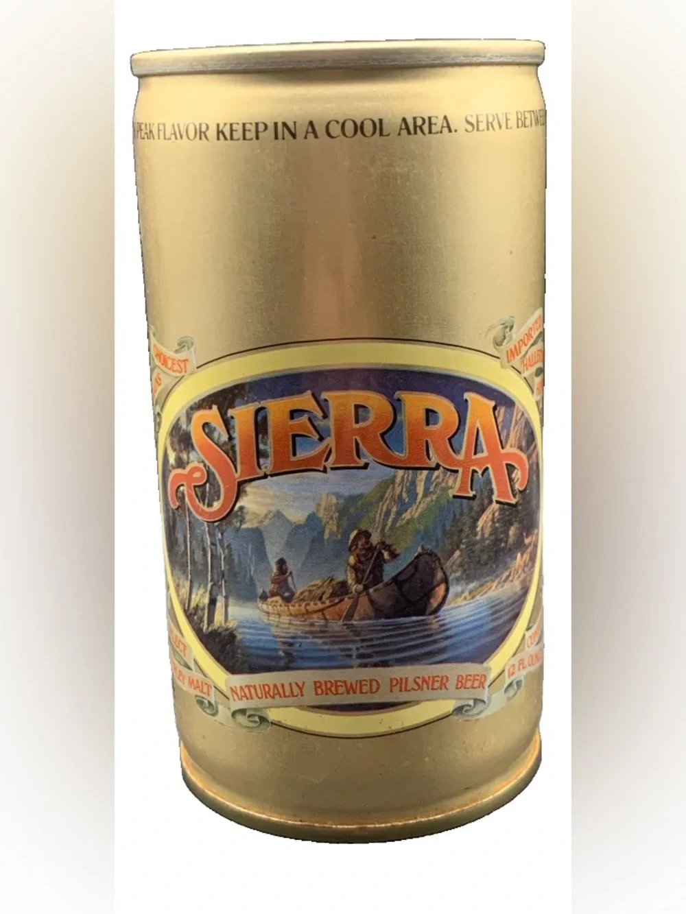 Vintage Beer Can Sierra Naturally Brewed Pilsner Beer Pull Tab Empty Steel Can
